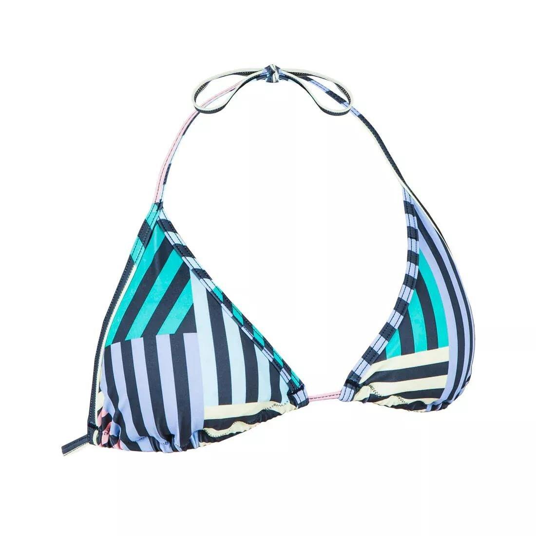 Women Sliding Triangle Swimsuit Top With Padded Cups Mae - Graphiti, Purple, No Color, medium