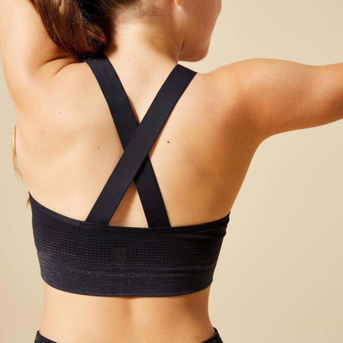 Kids Girls Gym Sports Bra 580, Black, , large image number 2