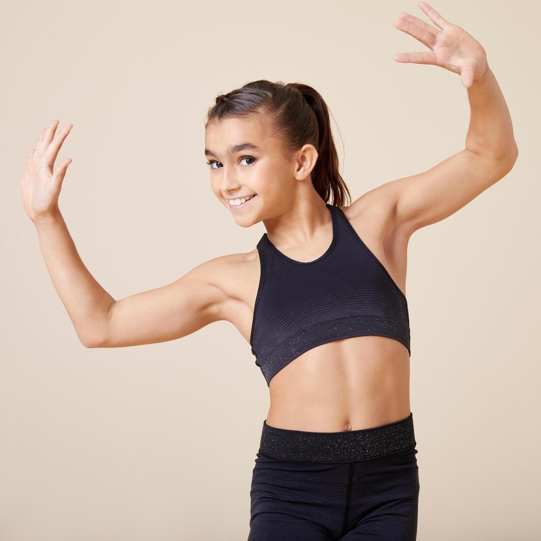 Kids Girls Gym Sports Bra - 580, Black, No Color, large image number 4