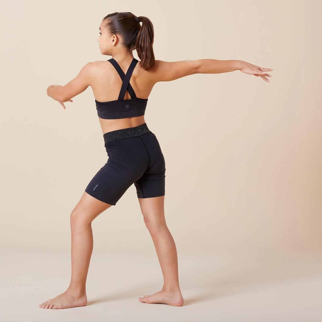 Kids Girls Gym Sports Bra - 580, Black, No Color, large image number 5