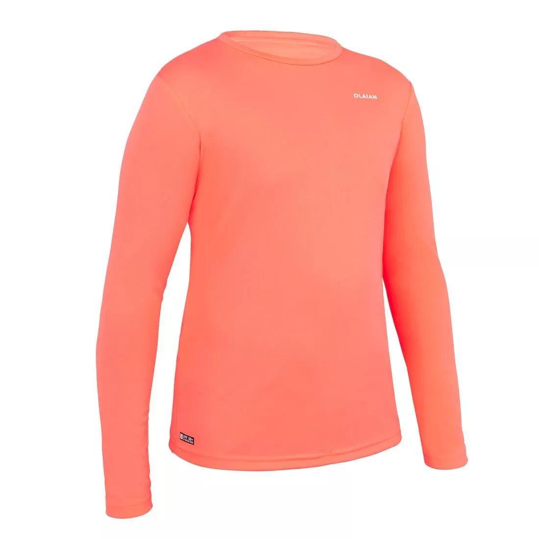 Kids Surfing Uv Protection Long-Sleeved Water T-Shirt, Peach, , medium