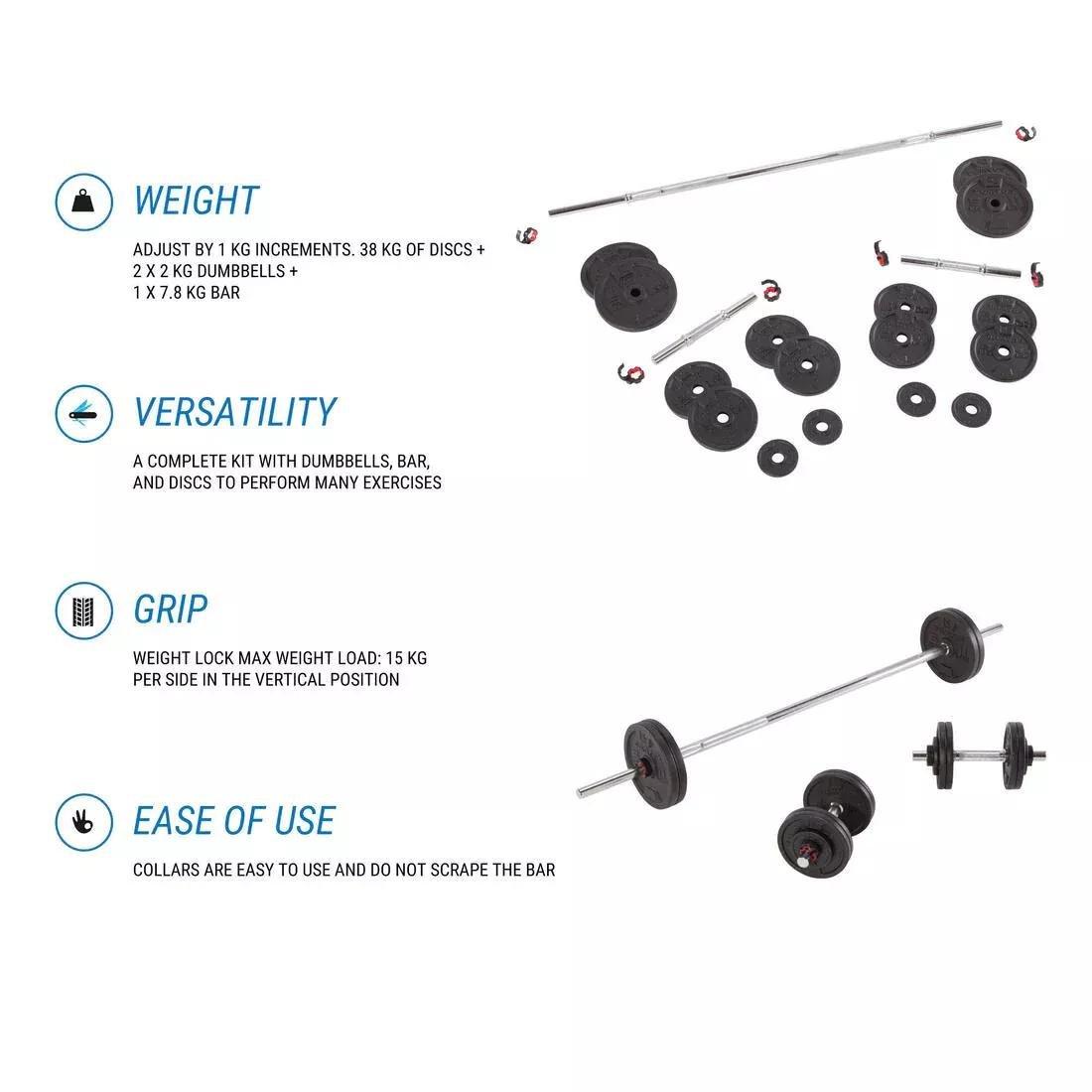 Weight Training Dumbbells And Bars Set, Black, No Color, large image number 9