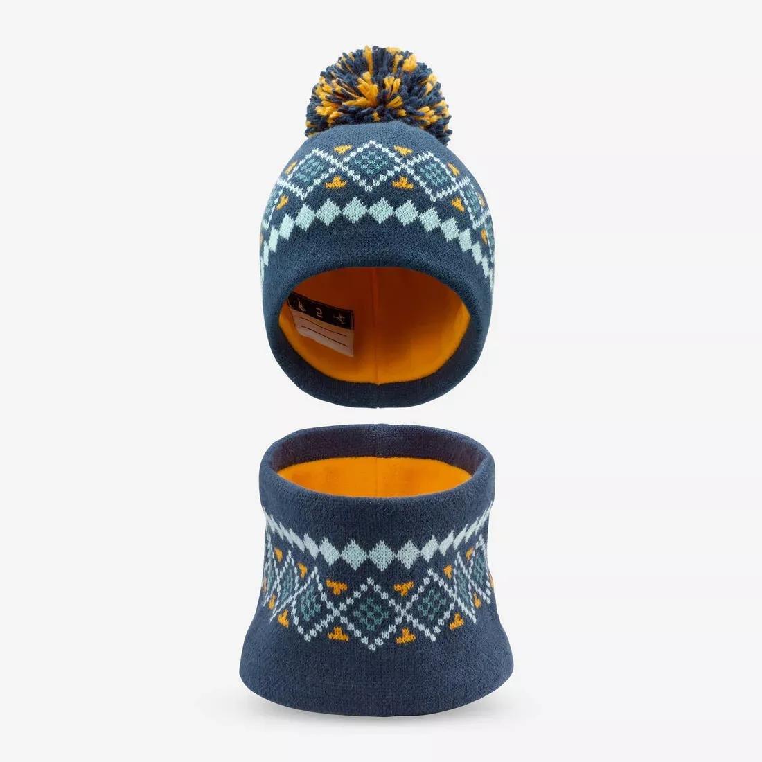 TURQUIN BLUE Baby ski/sledge hat and neck warmer - WARM, 5401_000, large image number 1