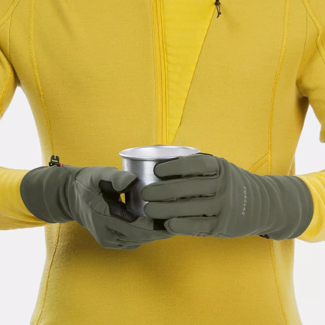 Unisex Trekking Tactile Stretch Gloves - MT500, Khaki, No Color, large image number 6