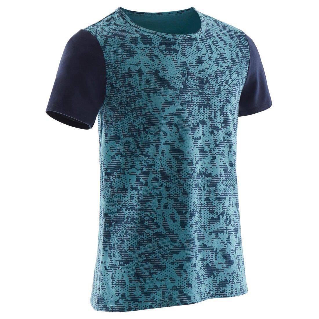 100 Boys' Short-Sleeved Gym T-Shirt Print, Dark Grey, , large image number 3