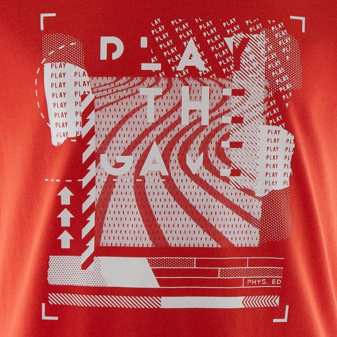 100 Boys' Short-Sleeved Gym T-Shirt Print, Dark Grey, , large image number 10