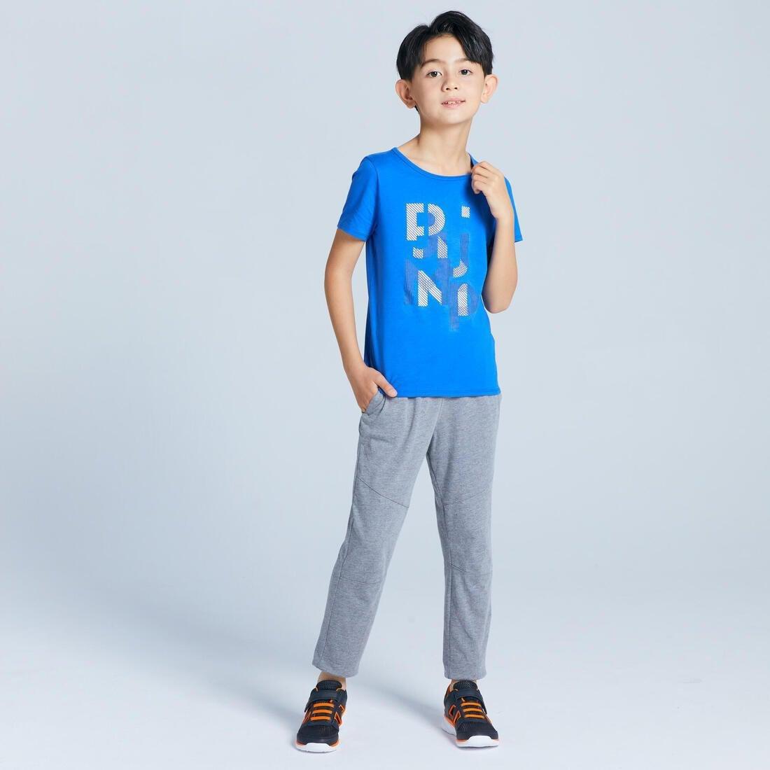 100 Boys' Short-Sleeved Gym T-Shirt Print, Dark Grey, , large image number 12