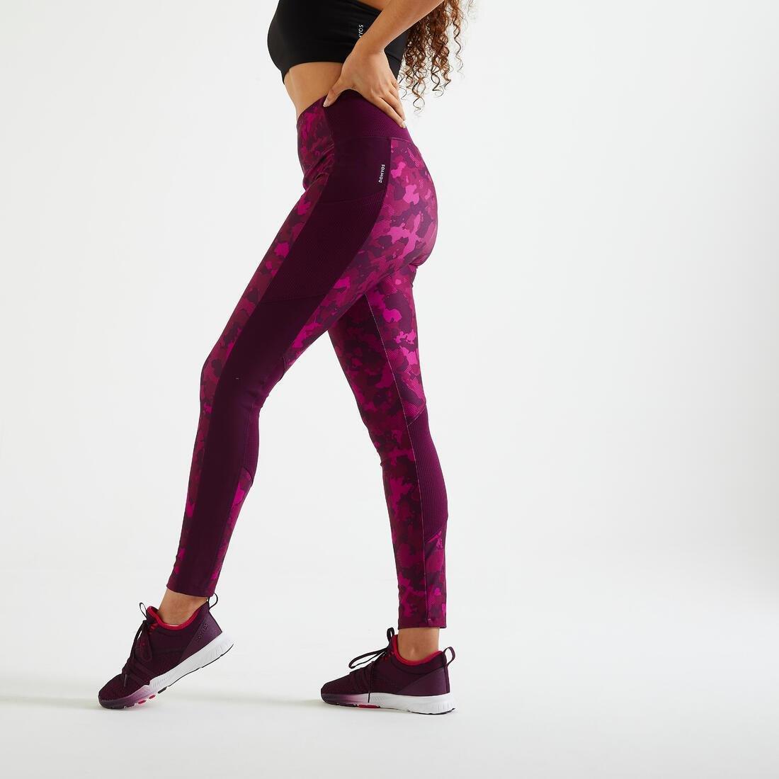 Fitness Leggings With Phone Pocket, Purple, No Color, medium