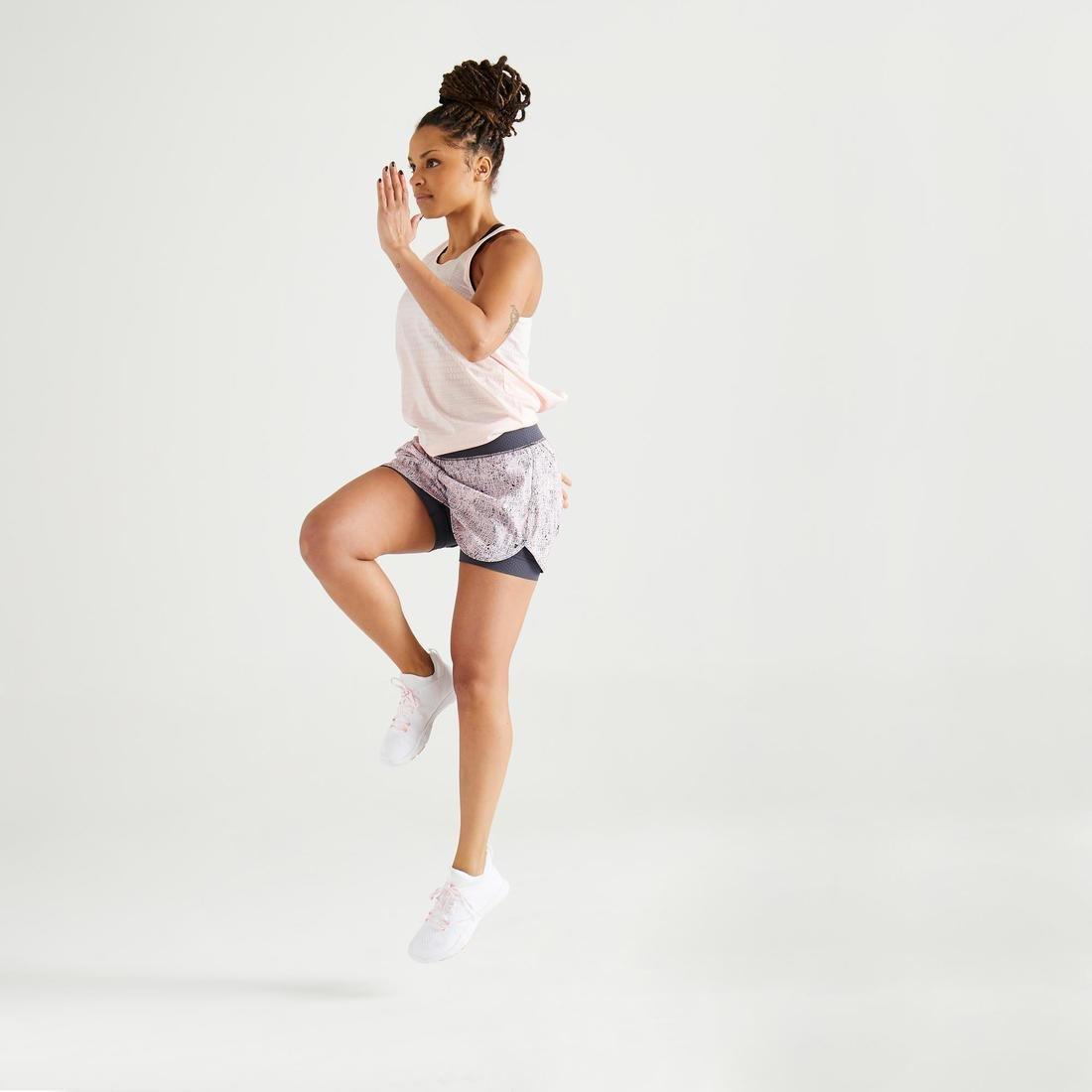 900 Women's Fitness Cardio Training 2-In-1 Shorts, Bordeaux, , large image number 11