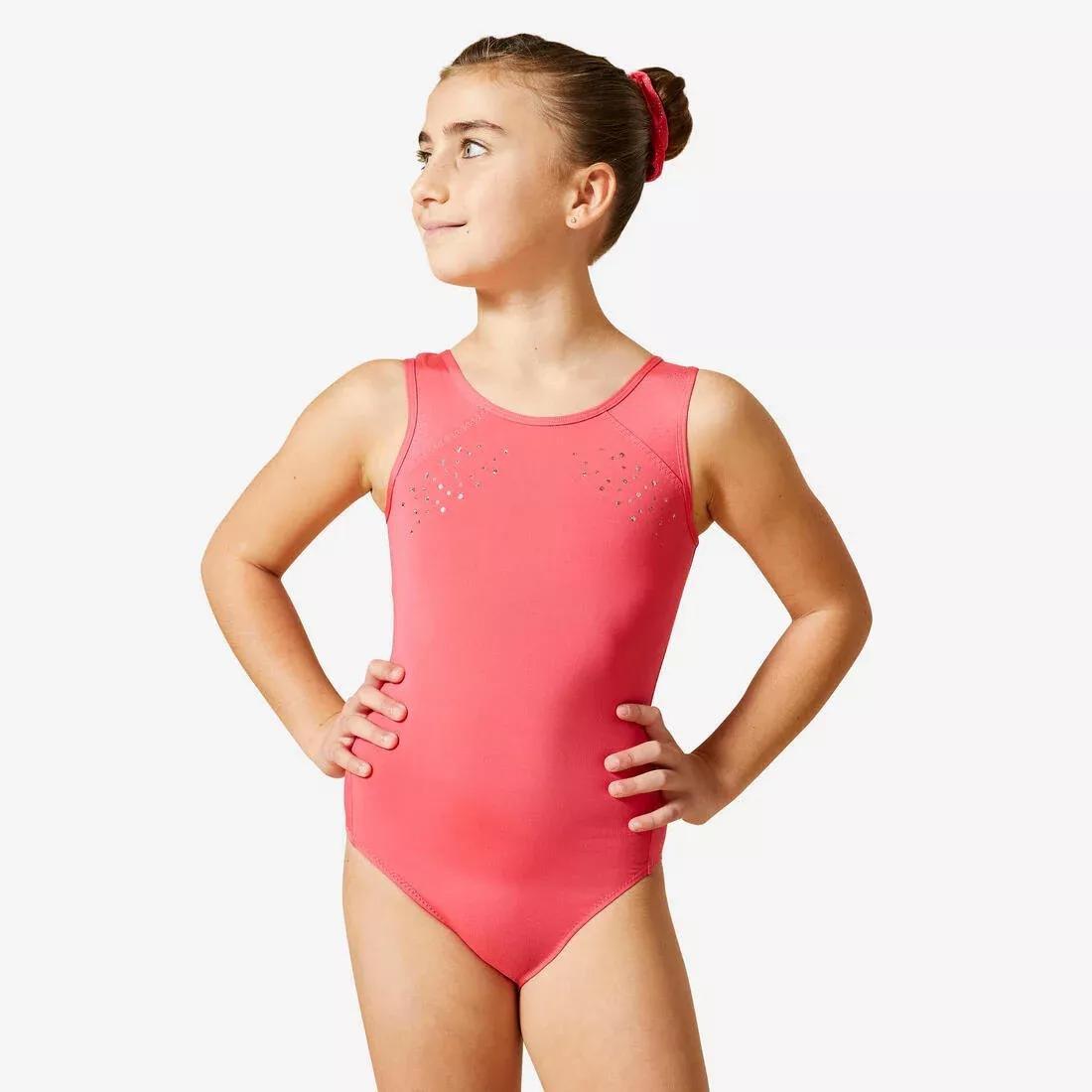 BLACK Girls' Sleeveless Crew Neck Gym Leotard JSM 540 - Black with Blue Sequins, No Color, medium