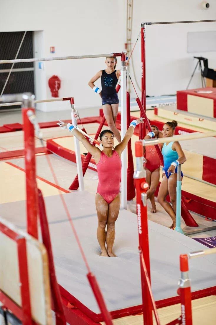 BLACK Girls' Sleeveless Crew Neck Gym Leotard JSM 540 - Black with Blue Sequins, No Color, medium