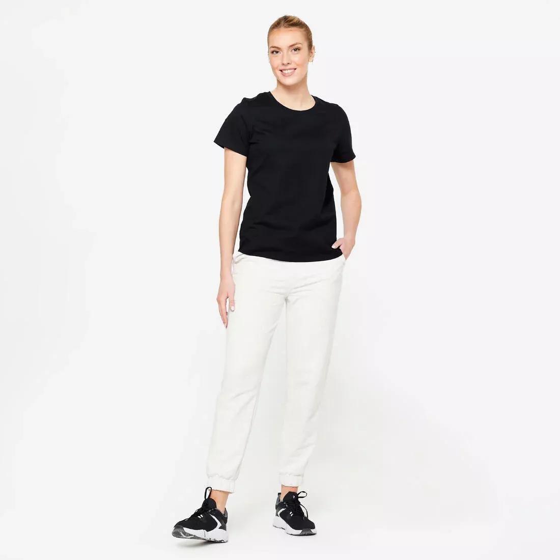 COTTON WHITE Women's Regular-Fit Fitness Bottoms 500 Essentials, , large image number 13