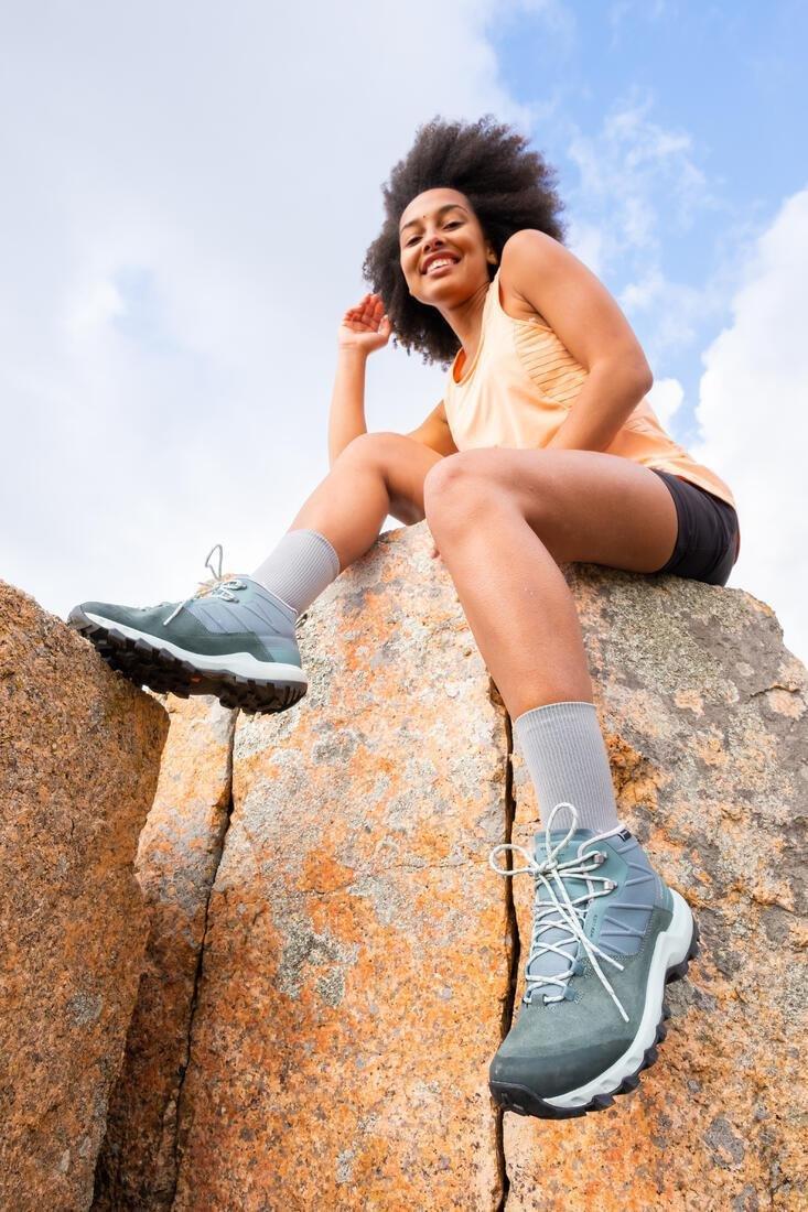 Women Waterproof Mountain Walking Boots - Mh500 Mid, Turquoise, No Color, large image number 6