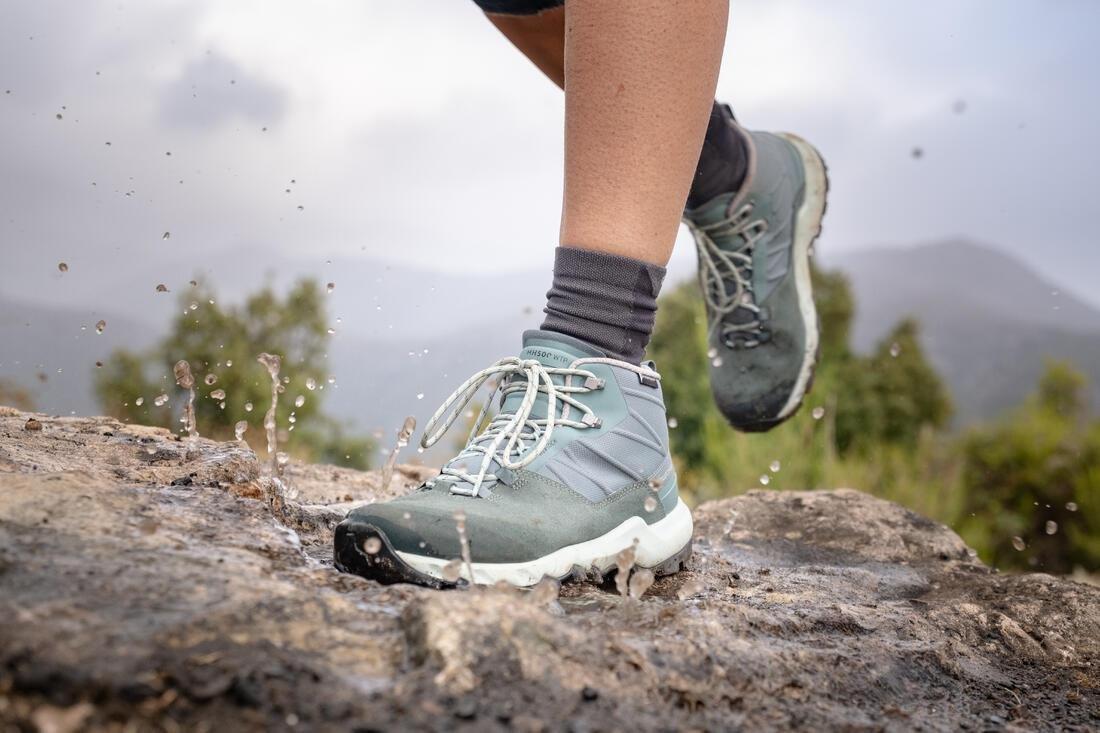 Women Waterproof Mountain Walking Boots - Mh500 Mid, Turquoise, , large image number 7