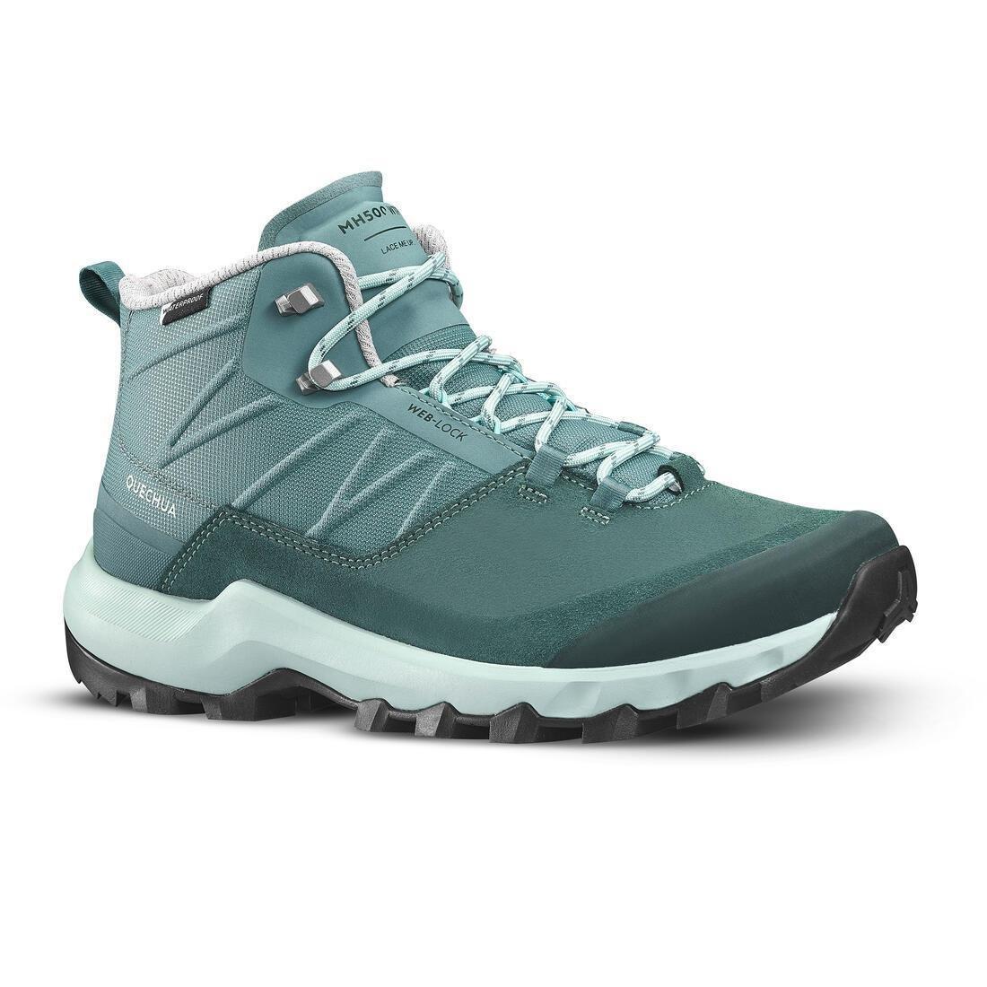 Women Waterproof Mountain Walking Boots - Mh500 Mid, Turquoise, , large image number 13