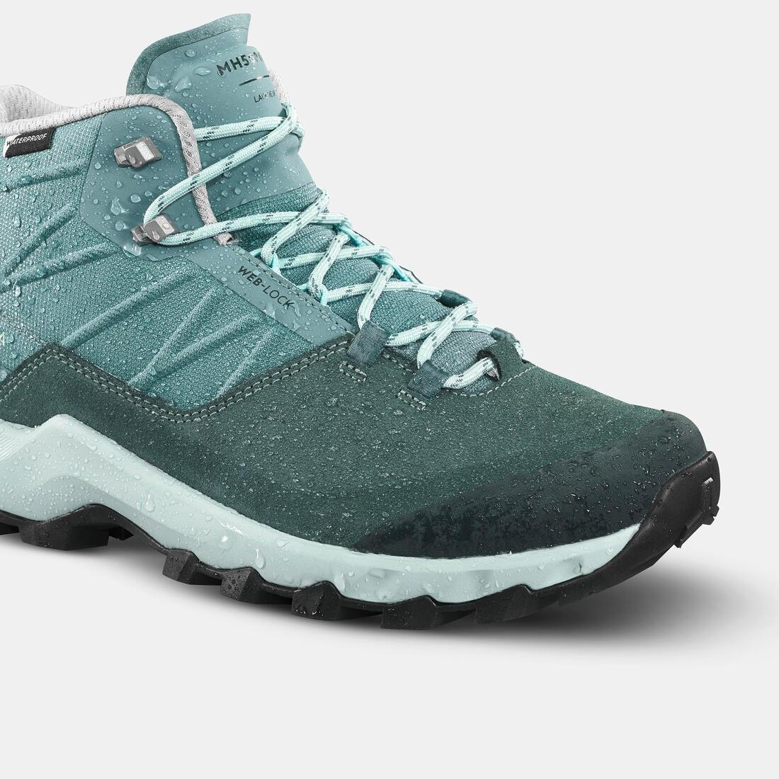 Women Waterproof Mountain Walking Boots - Mh500 Mid, Turquoise, , large image number 14