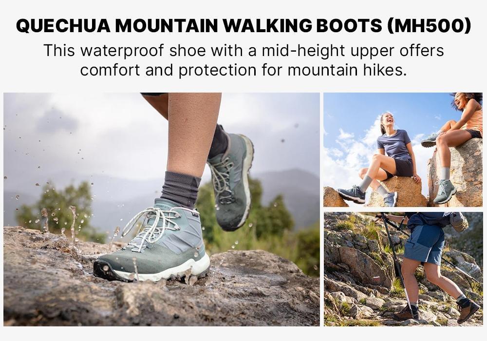 Women Waterproof Mountain Walking Boots - Mh500 Mid, Turquoise, No Color, medium