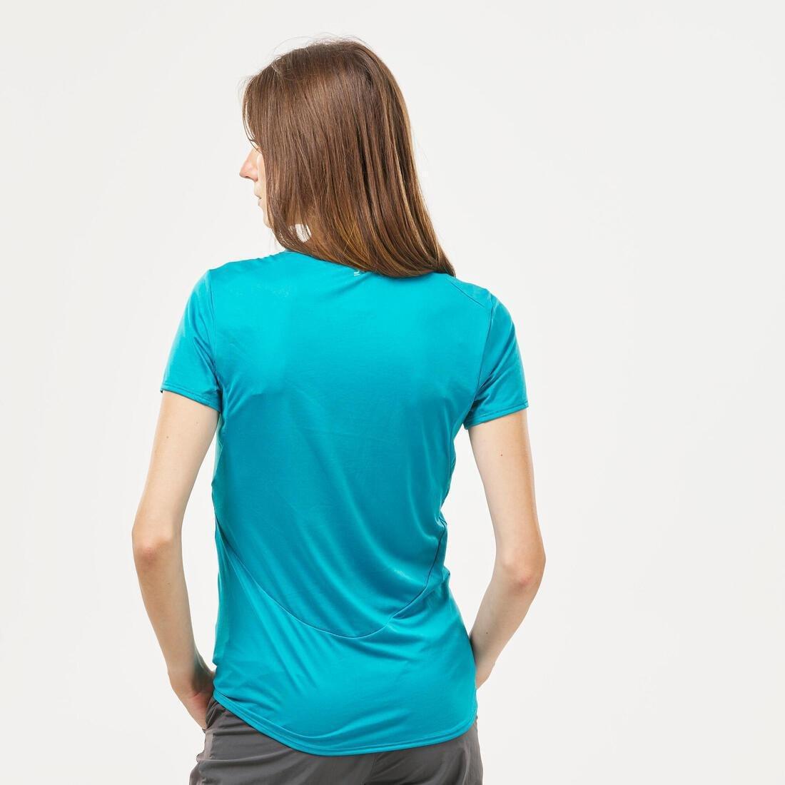 Womens Mountain Walking Short-Sleeved T-Shirt Mh100 - Lychee, Green, No Color, large image number 14