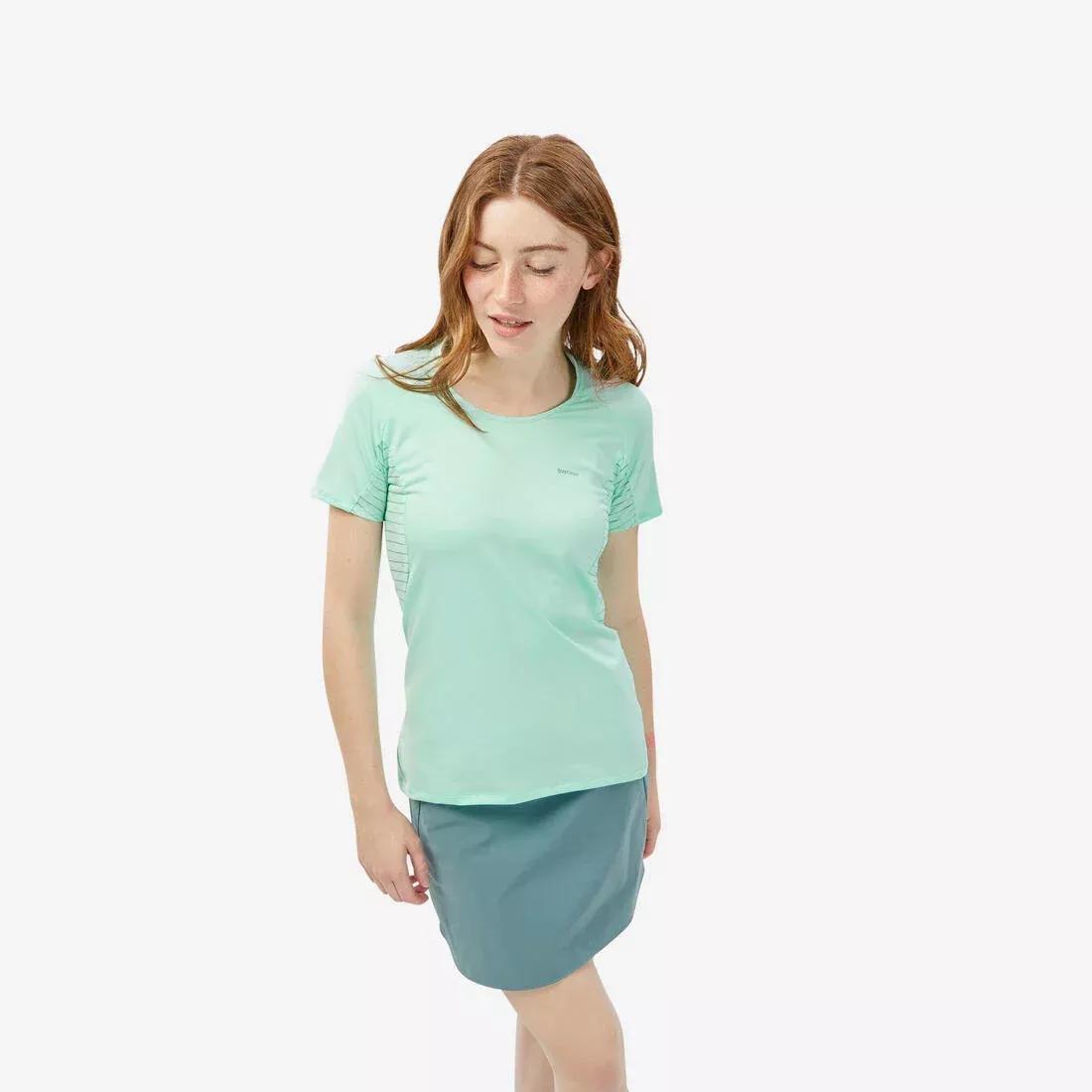 Women's Mountain Walking Short-Sleeved T-Shirt MH500, pale mint green, , large image number 0