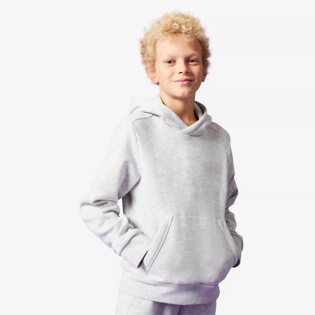 Kids' Cotton Hooded Sweatshirt, grey, , medium