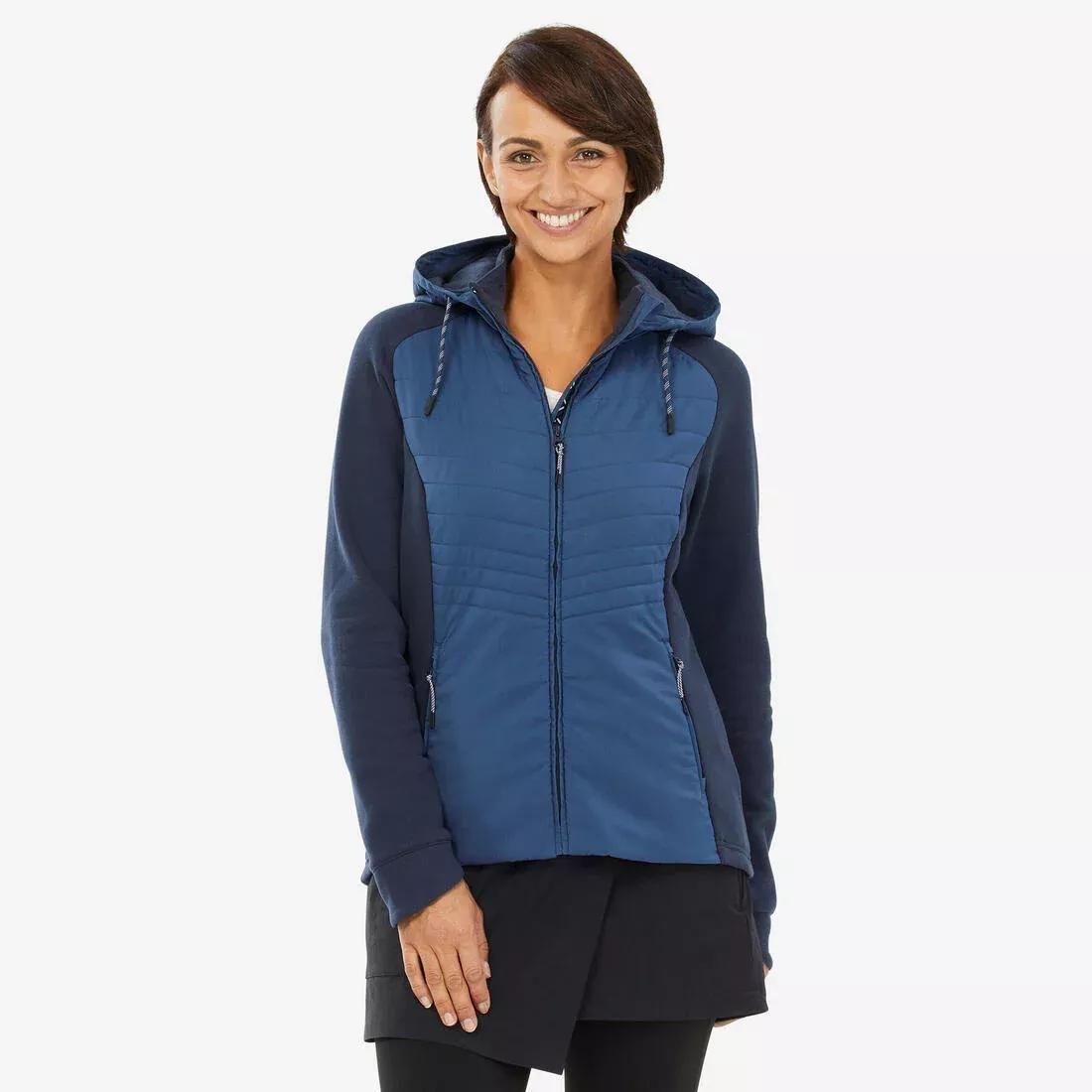 BLACK Women's Hybrid Hiking Hoodie NH500, , large image number 1