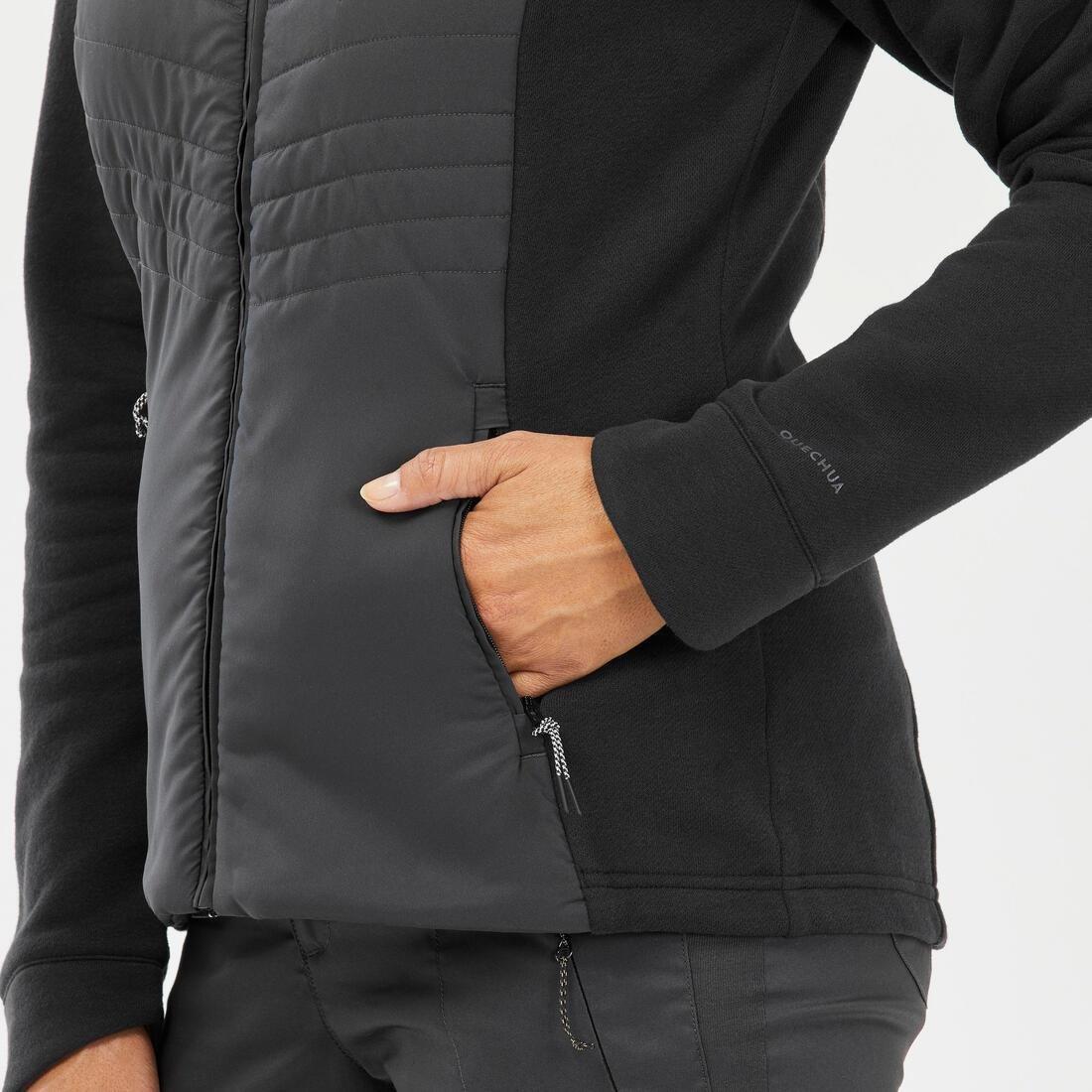 BLACK Women's Hybrid Hiking Hoodie NH500, , large image number 5