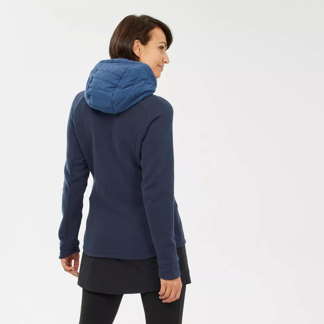BLACK Women's Hybrid Hiking Hoodie NH500, , large image number 8