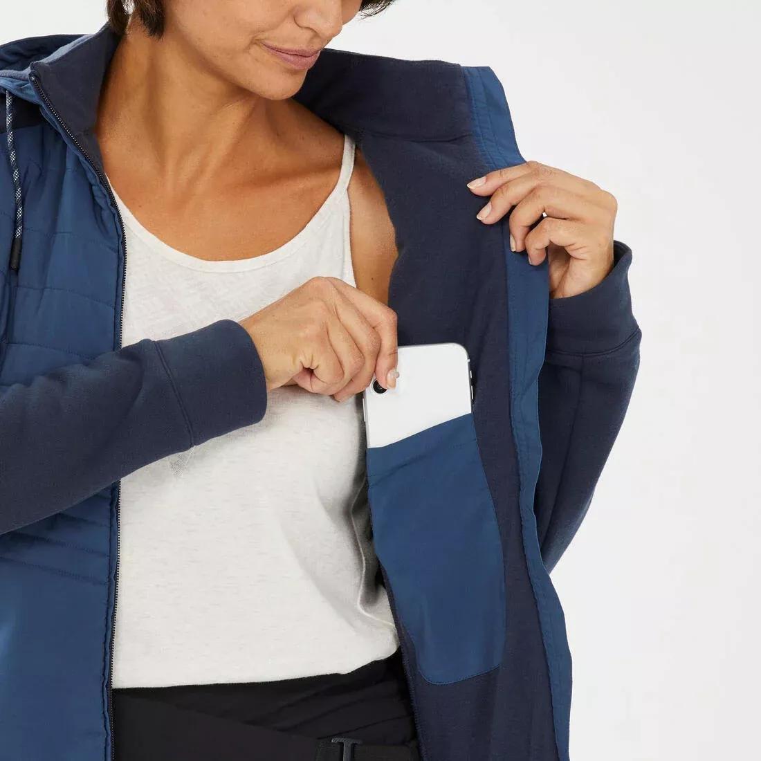 BLACK Women's Hybrid Hiking Hoodie NH500, , large image number 10