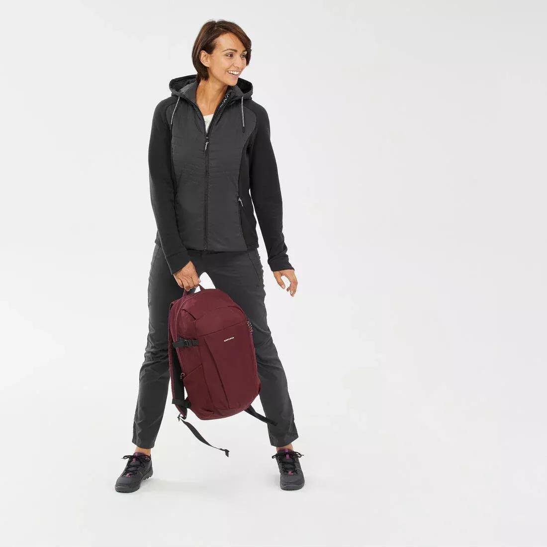BLACK Women's Hybrid Hiking Hoodie NH500, , large image number 14