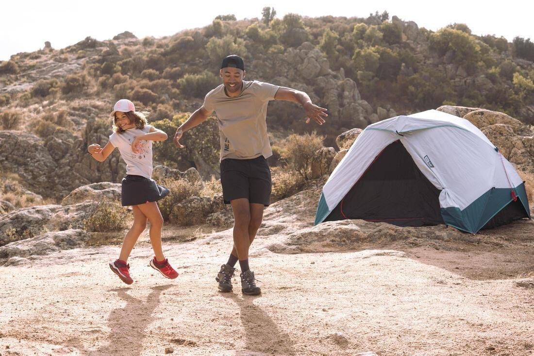 Kids Unisex Hiking T-Shirt - MH100, Beige, No Color, medium