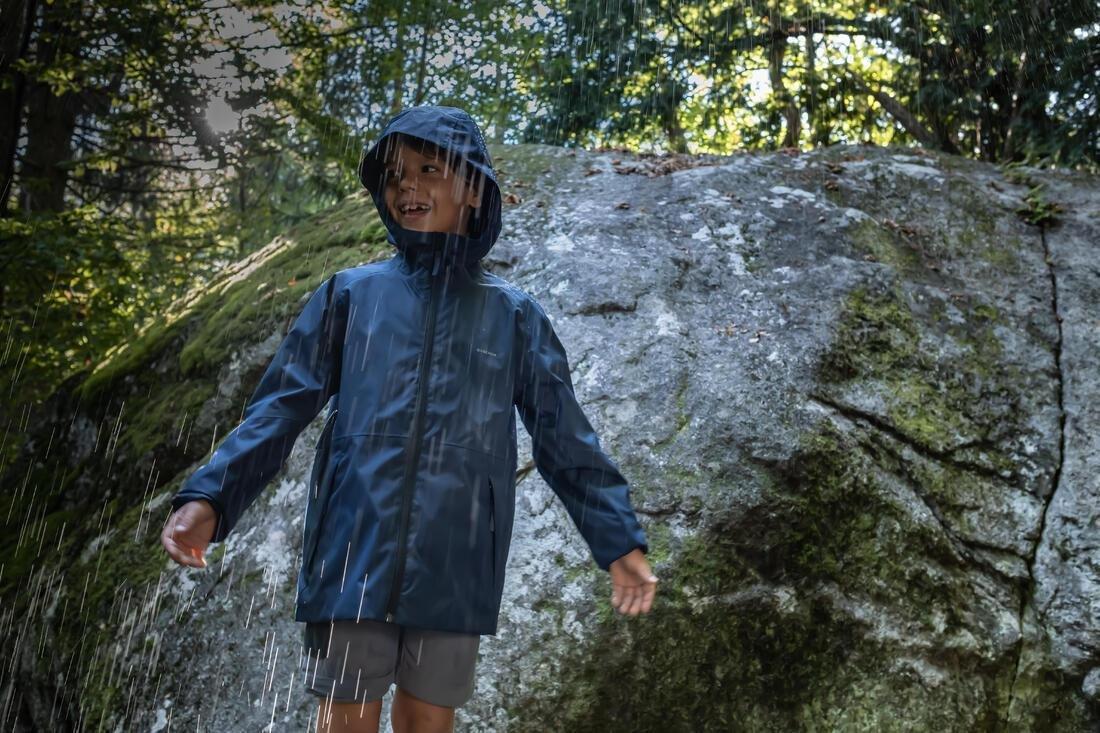 Kids Waterproof Hiking Jacket - Mh500, Grey, , large image number 3