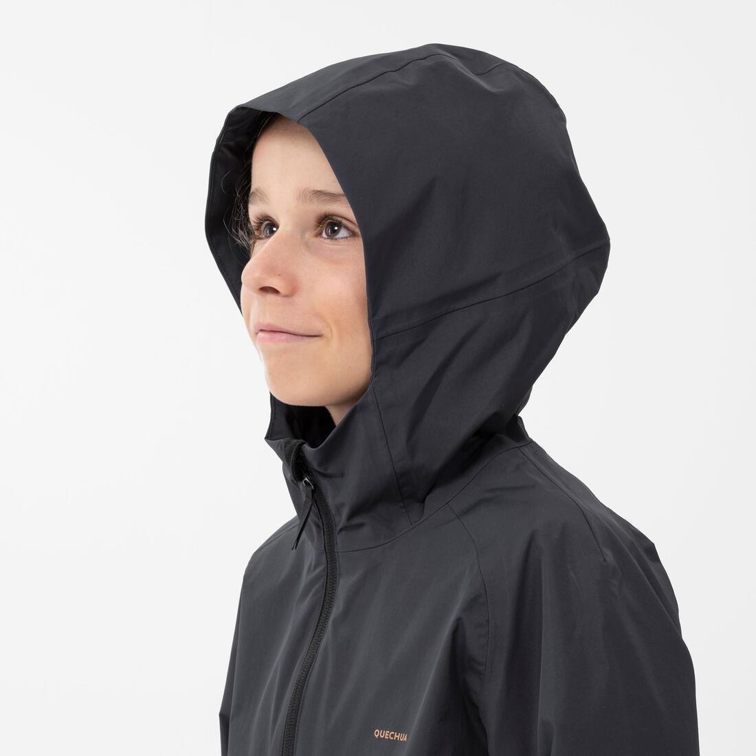 Kids Waterproof Hiking Jacket - Mh500, Grey, , large image number 8