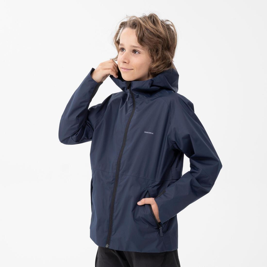 Kids Waterproof Hiking Jacket - Mh500, Grey, , large image number 11