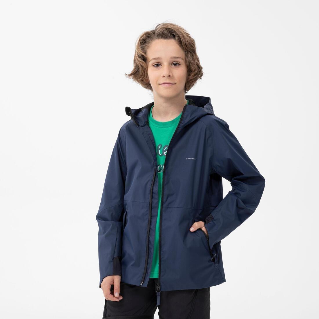 Kids Waterproof Hiking Jacket - Mh500, Grey, , large image number 13