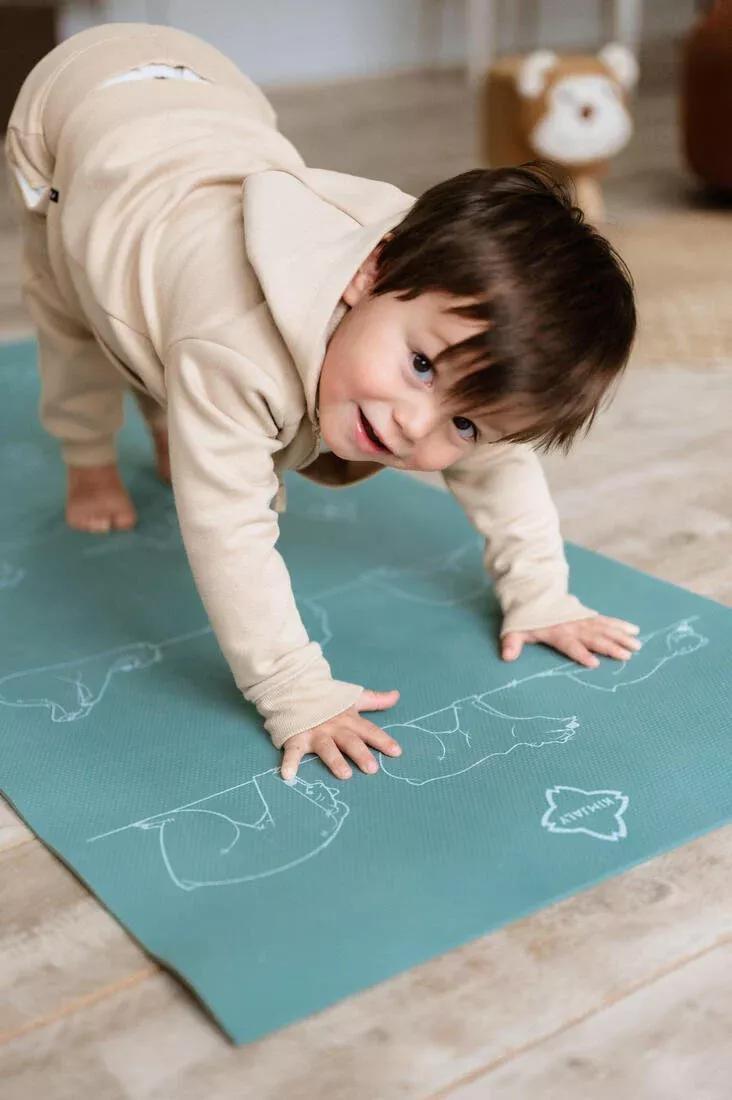 FROZEN GREEN Kids' Yoga Mat 150 cm â¨¯ 60 cm â¨¯ 5 mm - Khaki Bear, No Color, large image number 6