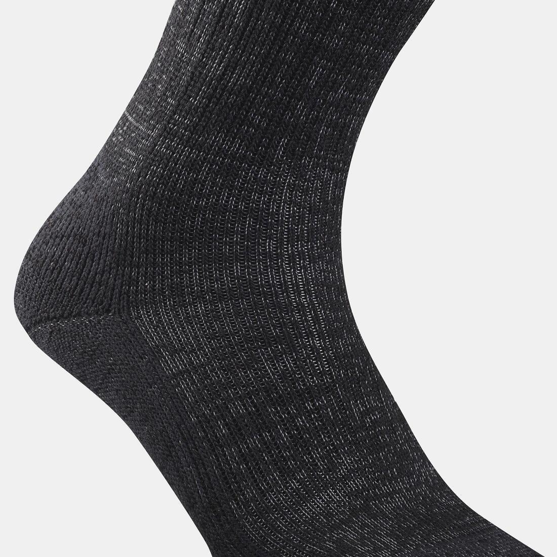 Warm Hiking Socks - Sh100 U-Warm Mid - 2 Pairs, Black, No Color, medium