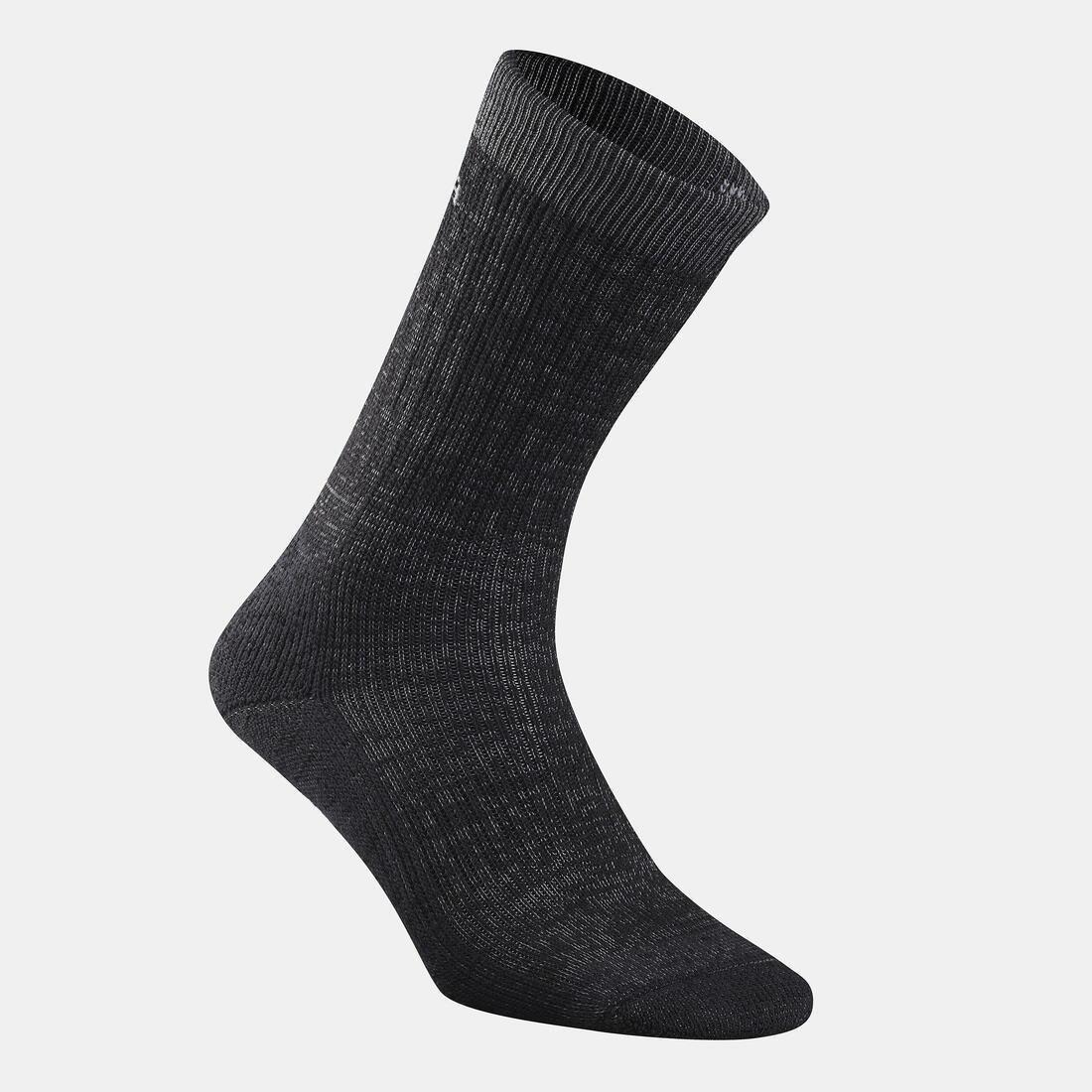 Warm Hiking Socks - Sh100 U-Warm Mid - 2 Pairs, Black, , large image number 3