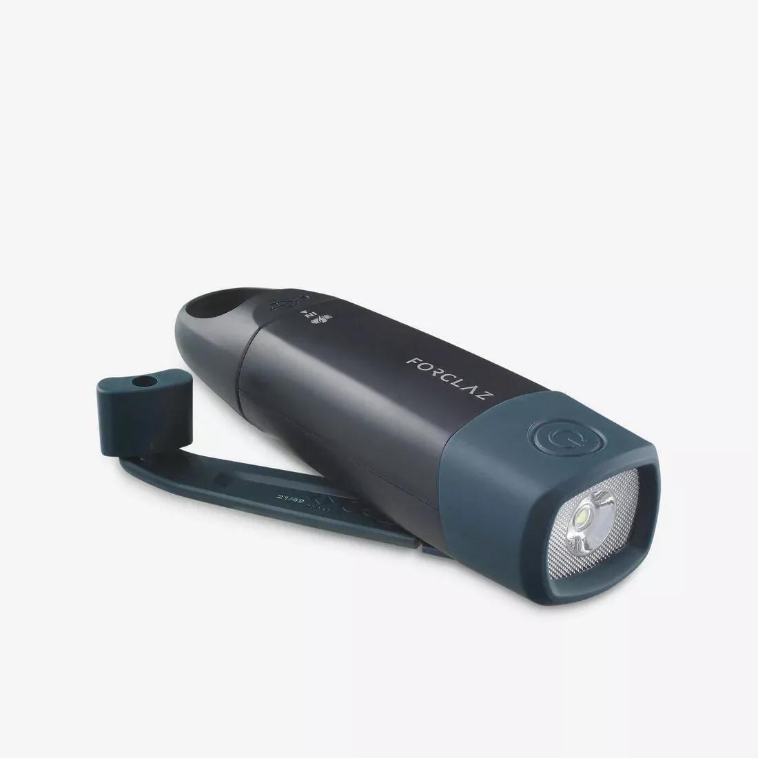 FORCLAZ - Rechargeable Torch - 150 Lumens - Dynamo 500 V2, Blue