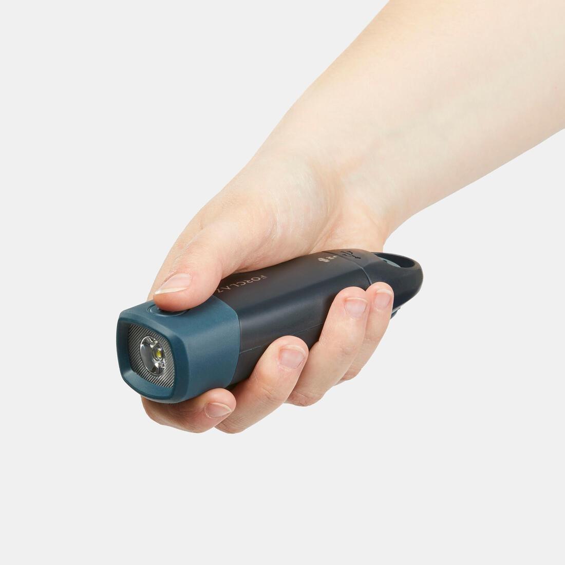 FORCLAZ - Rechargeable Torch - 150 Lumens - Dynamo 500 V2, Blue