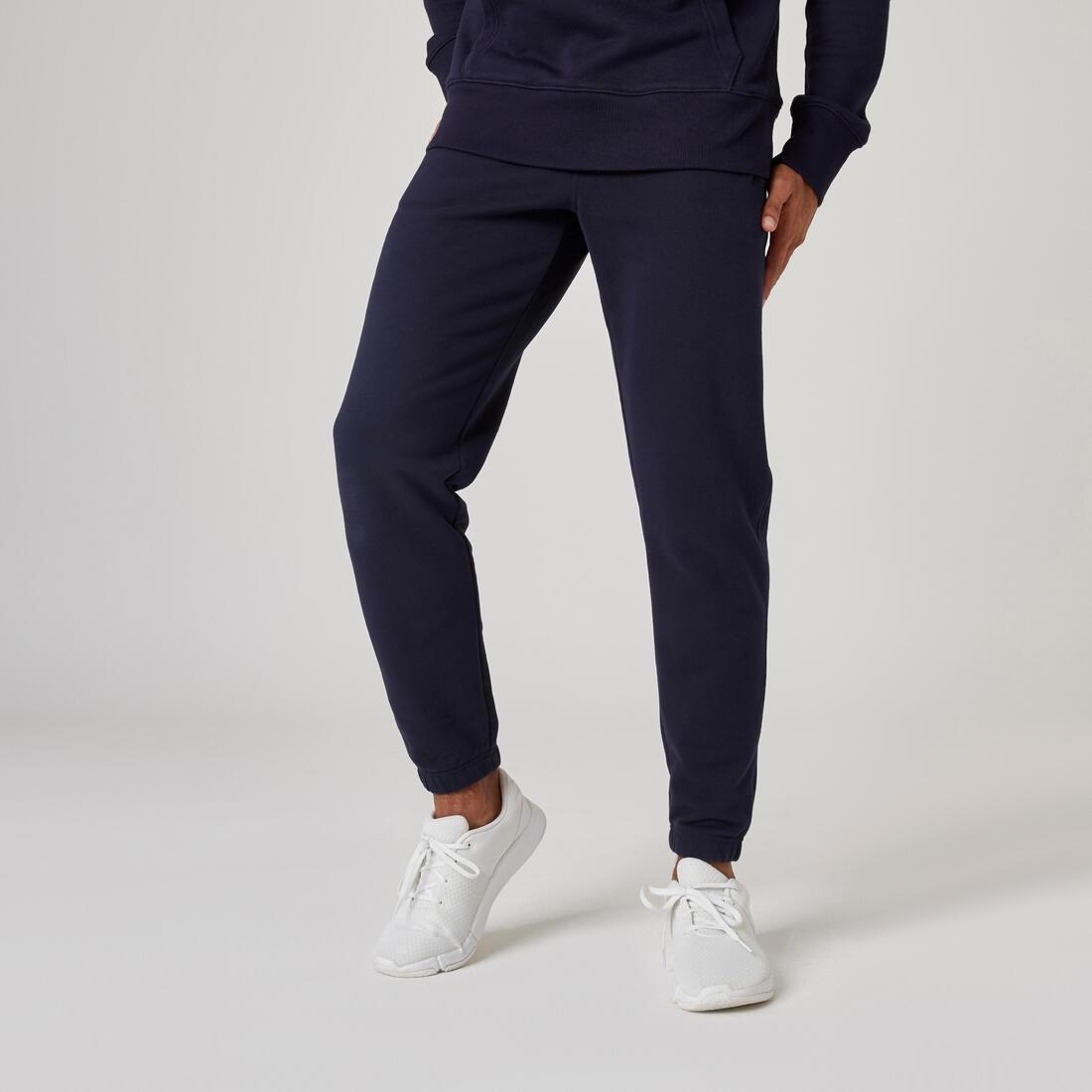 Mens Fitness Jogging Bottoms 500 Essentials, Black, No Color, medium