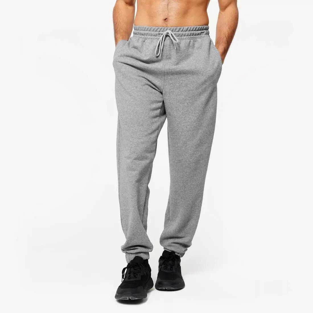 Men Fitness Jogging Bottoms - 500 Essentials, Grey, No Color, medium