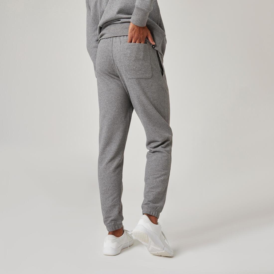 Men Fitness Jogging Bottoms - 500 Essentials, Grey, No Color, medium