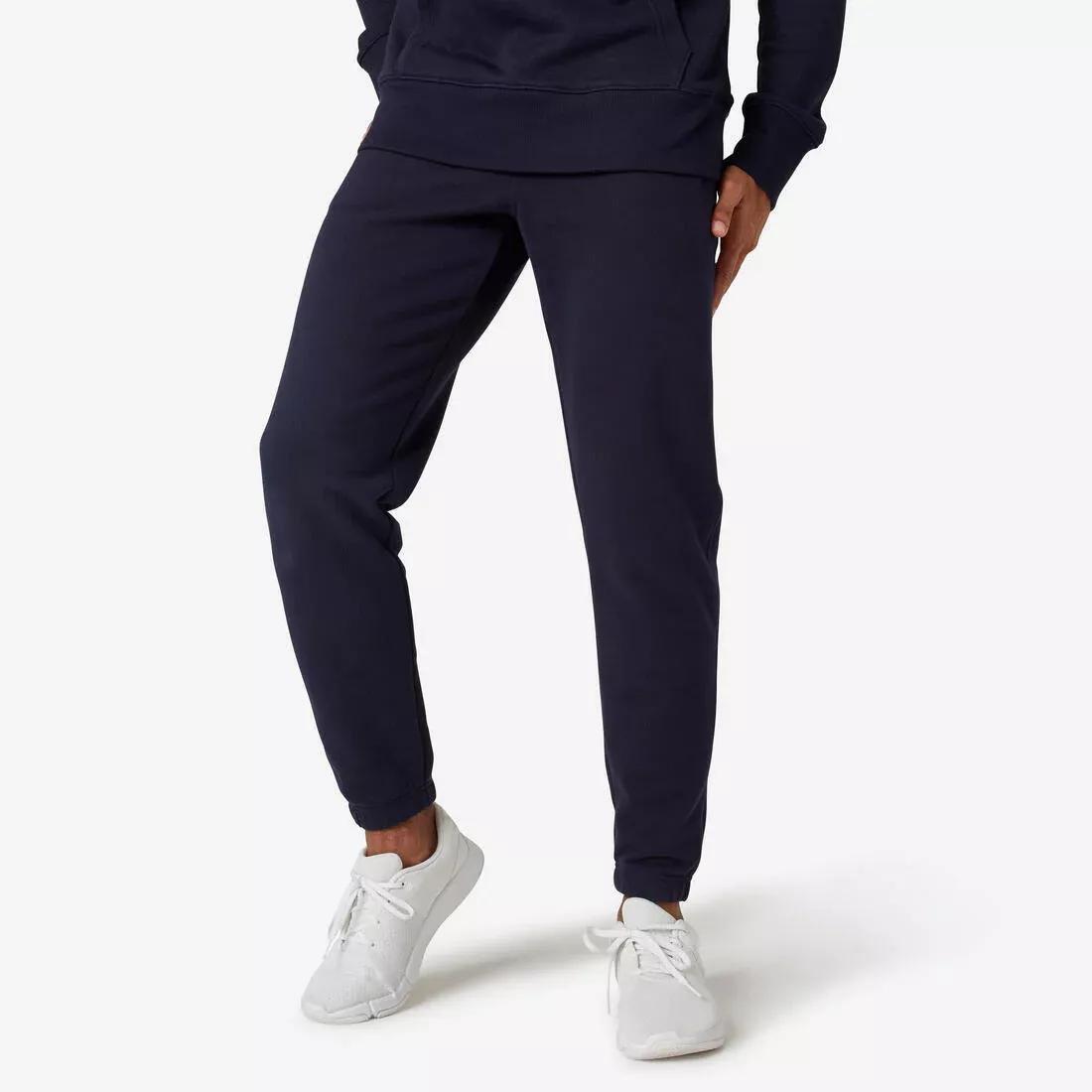 Mens Fitness Jogging Bottoms 500 Essentials, Blue, , large image number 1