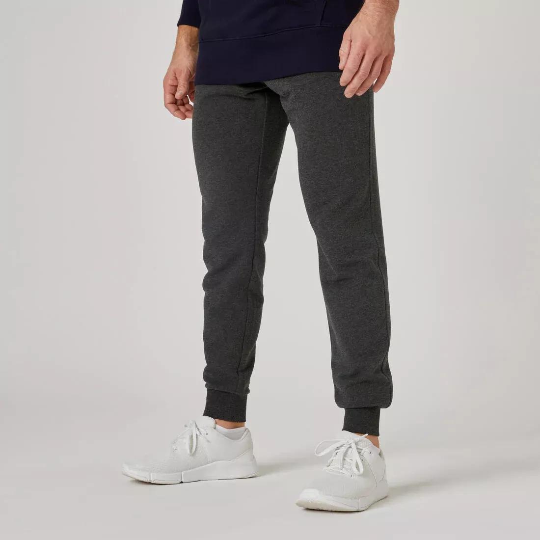 Mens Slim-Fit Fitness Jogging Bottoms 500, Black, No Color, large image number 2