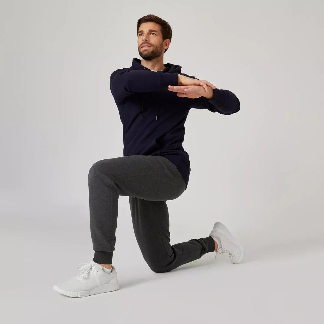 Mens Slim-Fit Fitness Jogging Bottoms 500, Black, No Color, large image number 5