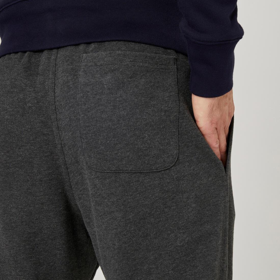 Mens Slim-Fit Fitness Jogging Bottoms 500, Black, , large image number 7