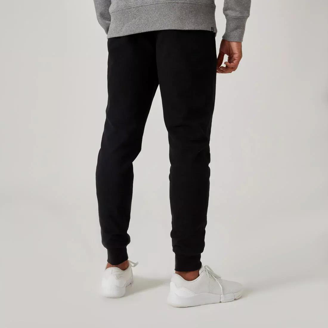Mens Slim-Fit Fitness Jogging Bottoms 500, Black, No Color, large image number 9