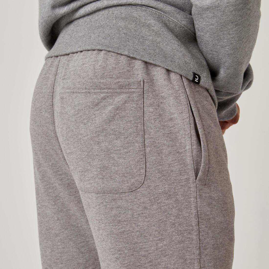 Mens Slim-Fit Fitness Jogging Bottoms 500, Grey, No Color, large image number 7