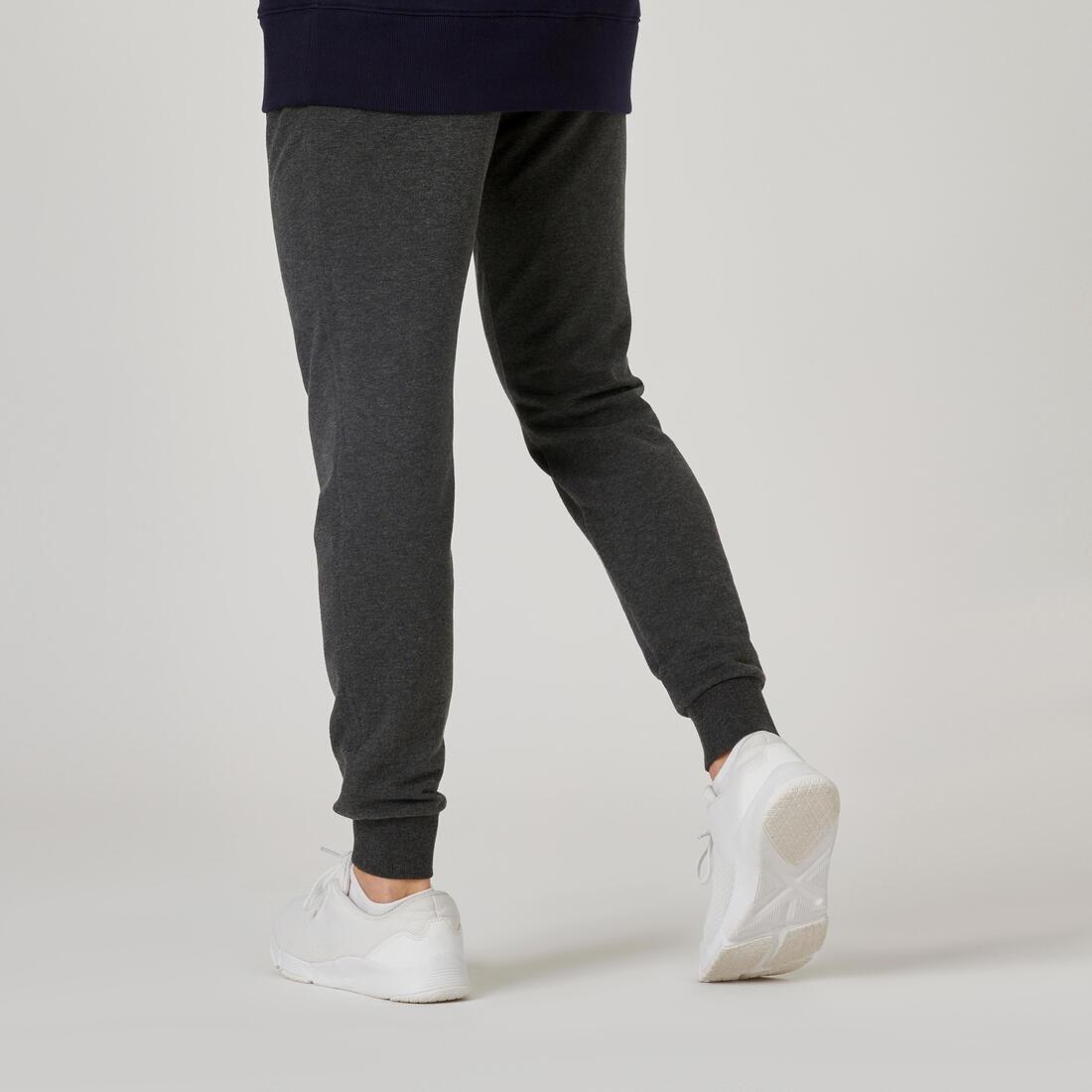 Mens Slim-Fit Fitness Jogging Bottoms 500, Grey, No Color, large image number 9