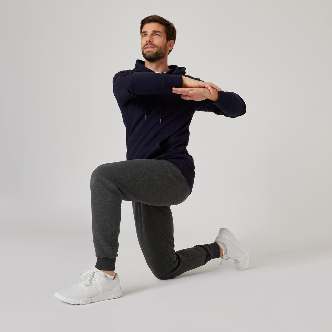 Mens Slim-Fit Fitness Jogging Bottoms 500, Grey, No Color, large image number 11